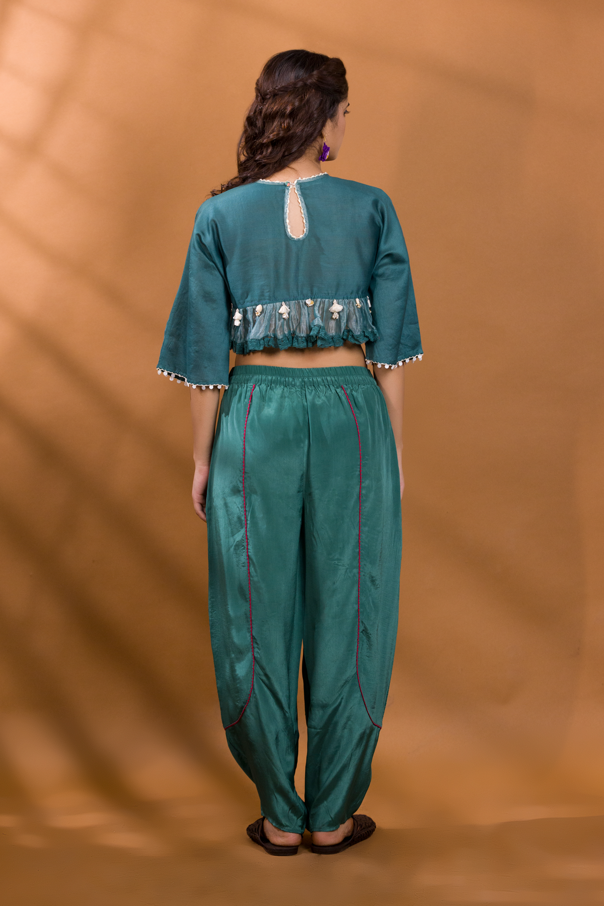 BER CROP TOP WITH HAREM PANTS