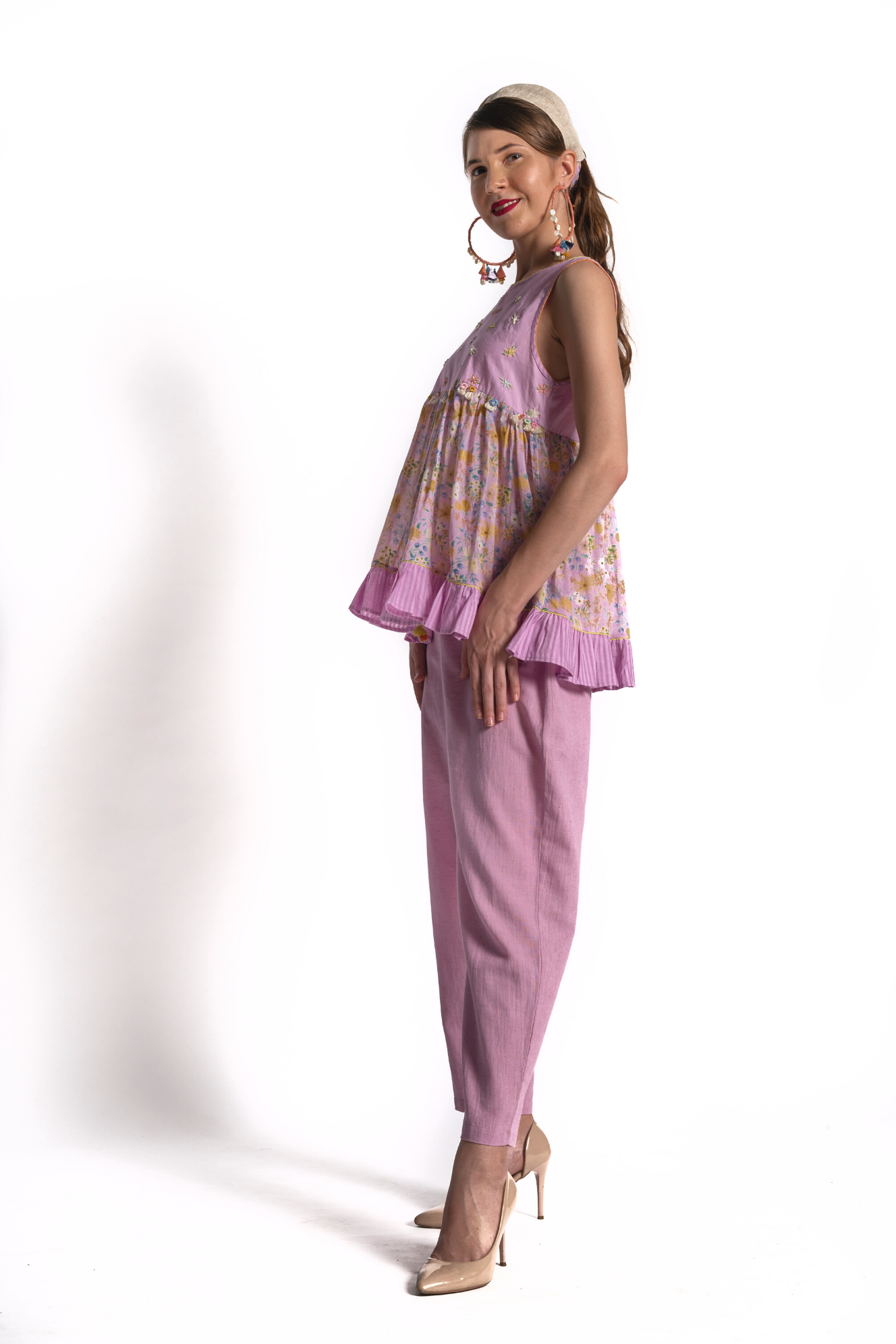 Lavender Ditsy Printed Cord Set