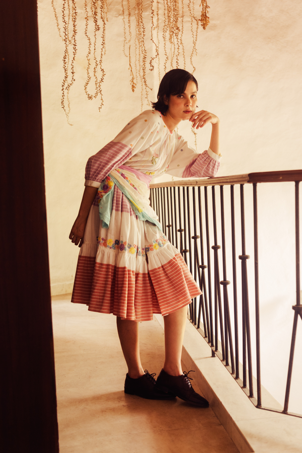 Safeedi Stripe Floral Dress