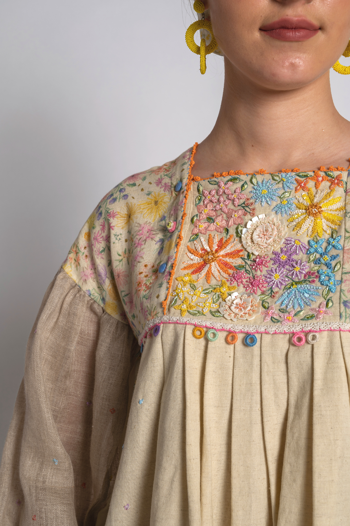 Ecru Ditsy Floral Cord Set