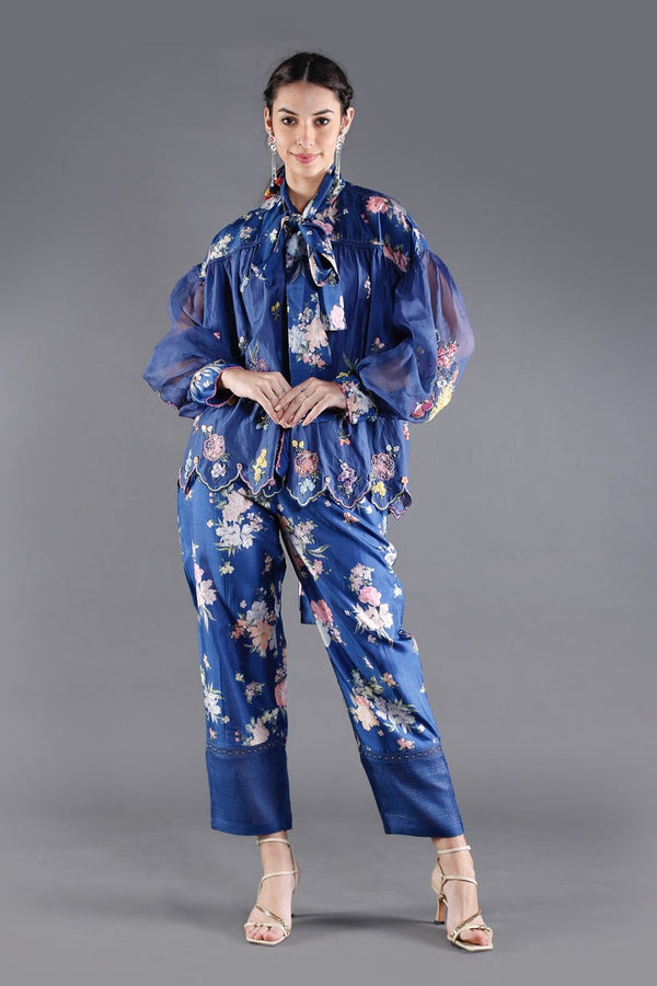 Neeli Gathered Floral Embroidered Co-Ord Set