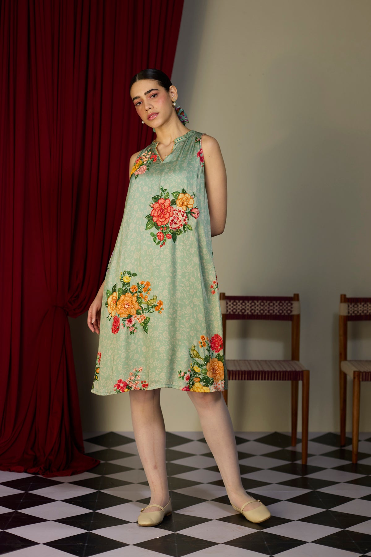 Verdant Green Floral Dress