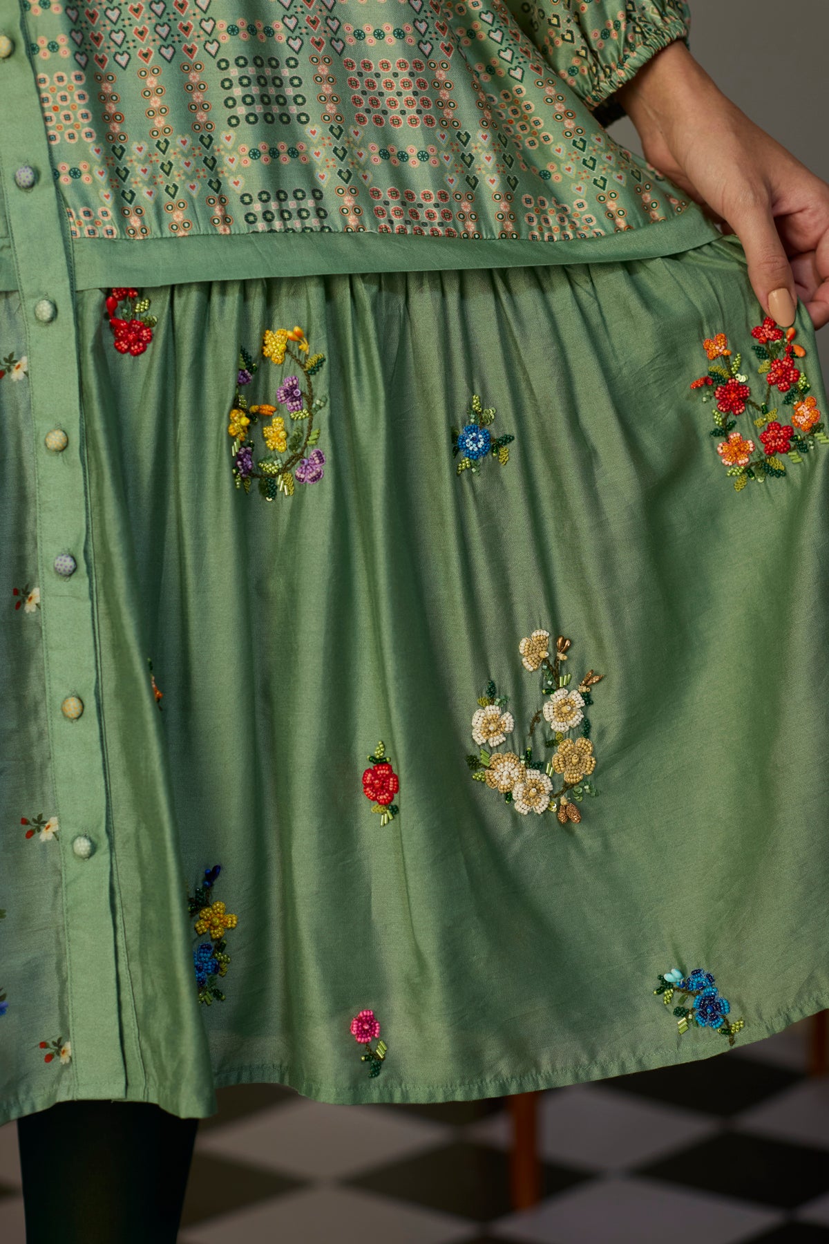 Verdant Green Printed Dress