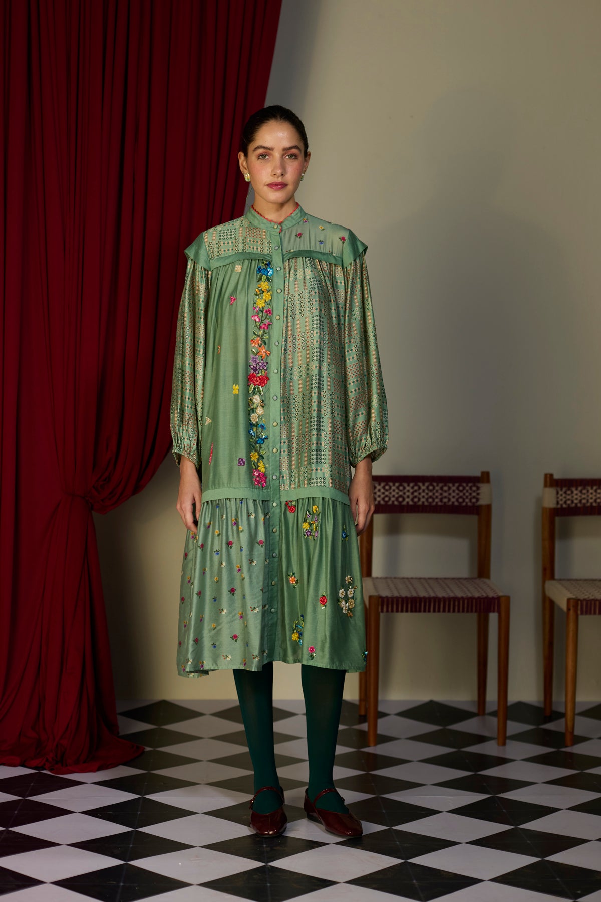 Verdant Green Printed Dress