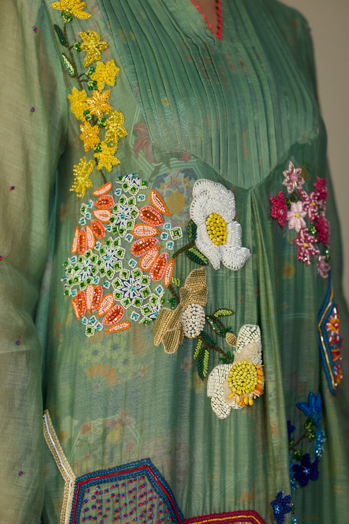 Verdant Green Pintuck Dress