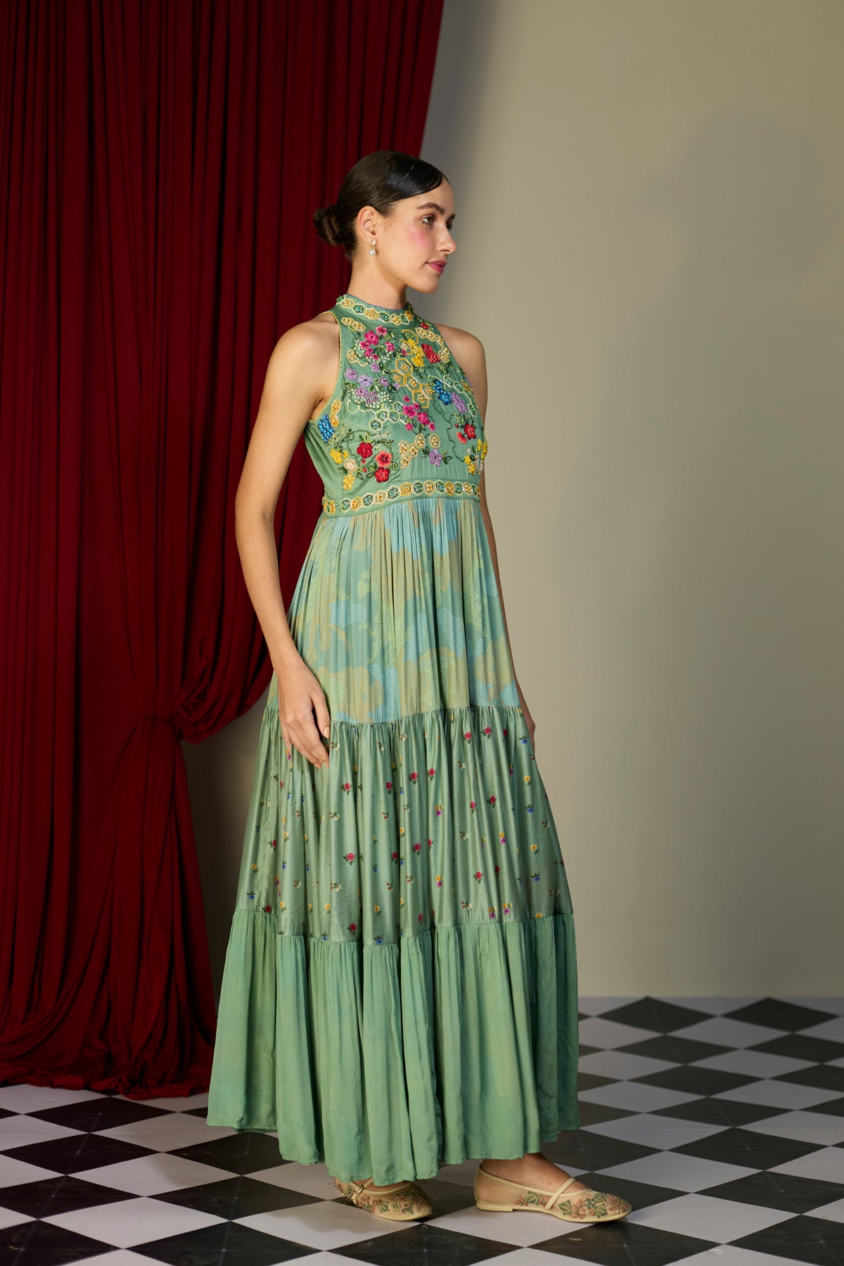 Verdant Green Halter Dress