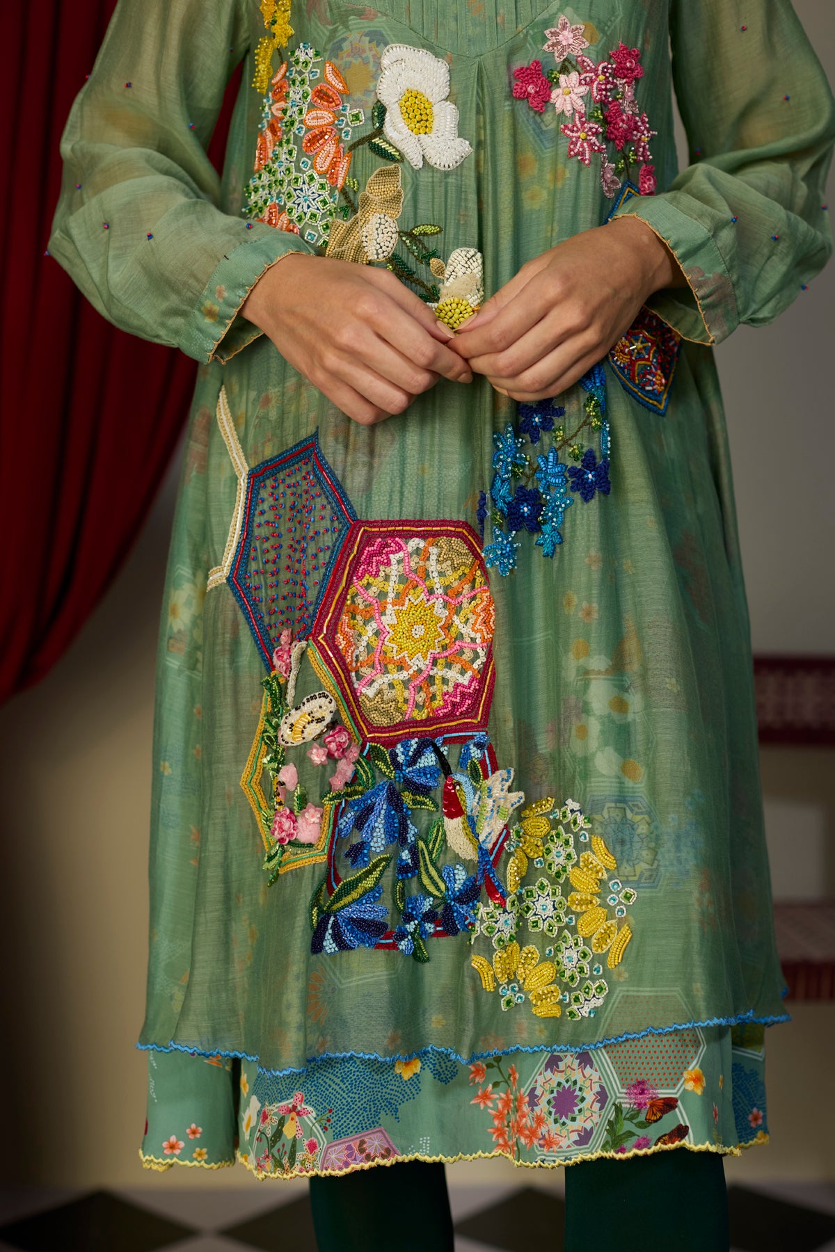 Verdant Green Pintuck Dress