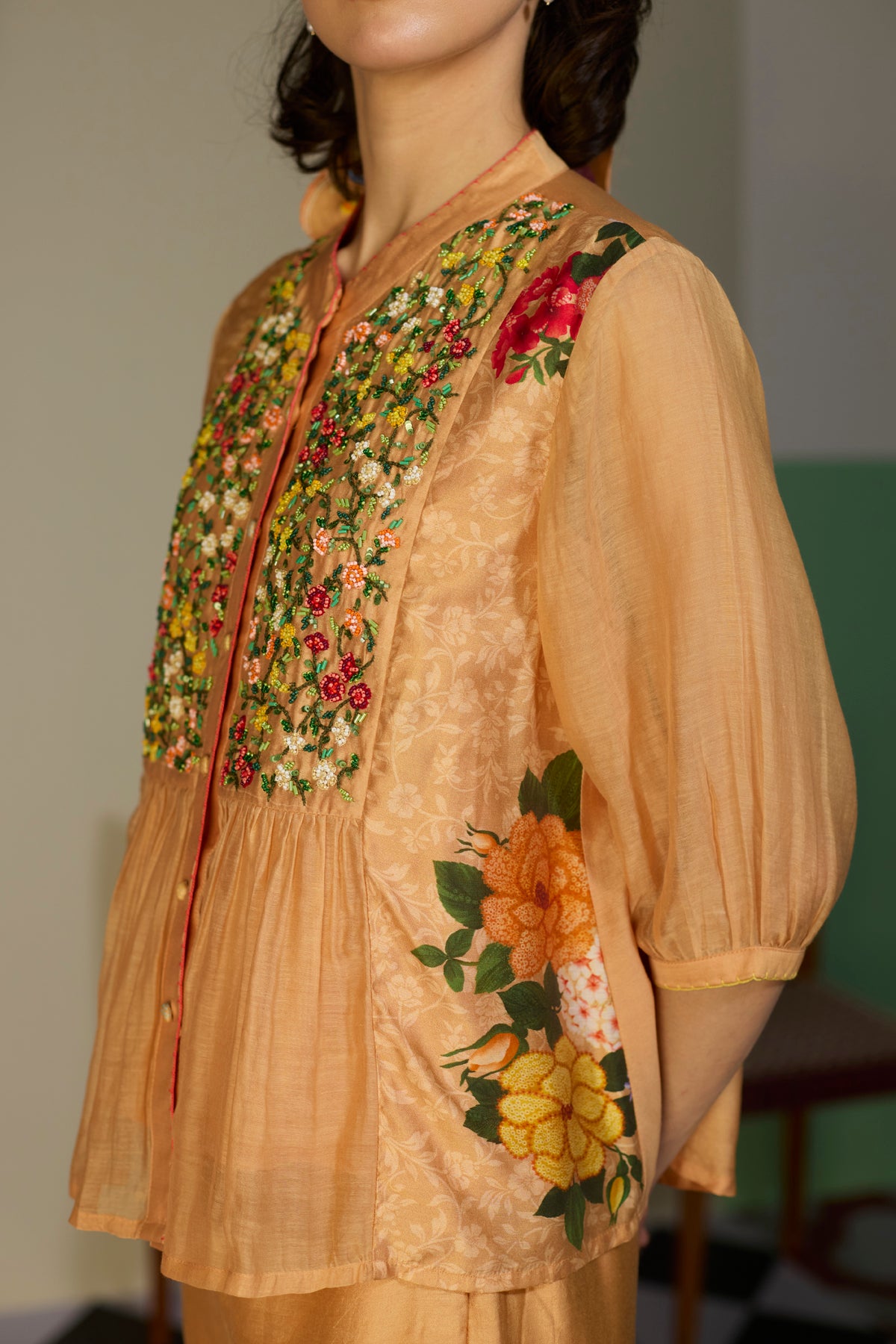 Soufflé Orange Beaded Top