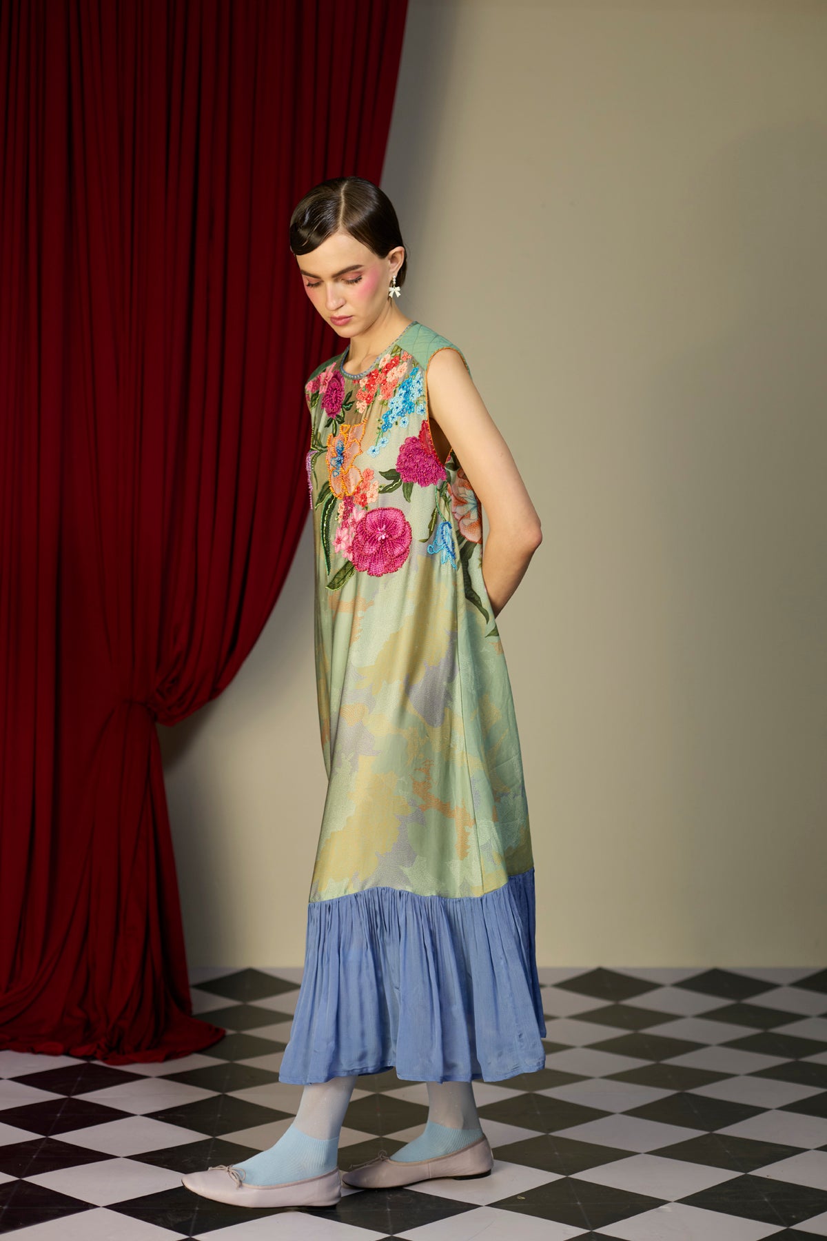 Verdan Green Gathered Dress
