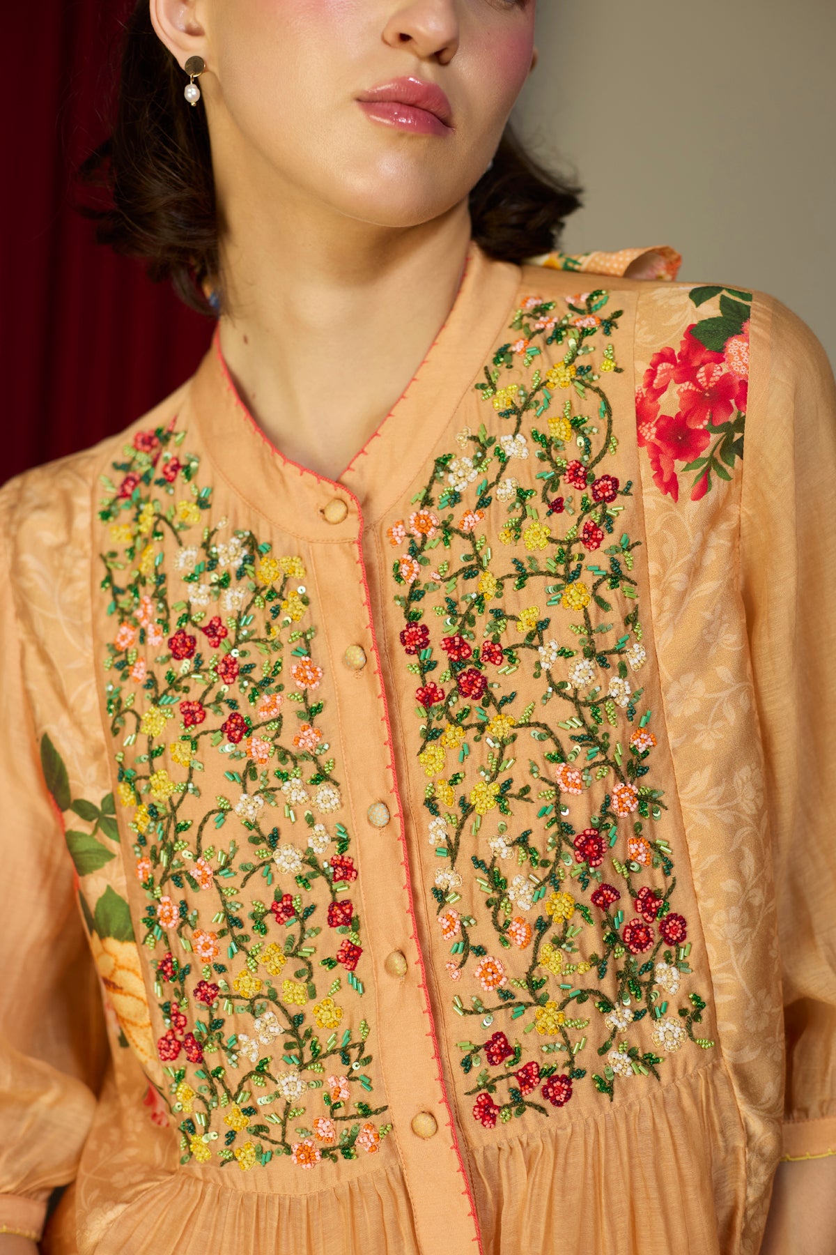 Soufflé Orange Beaded Top