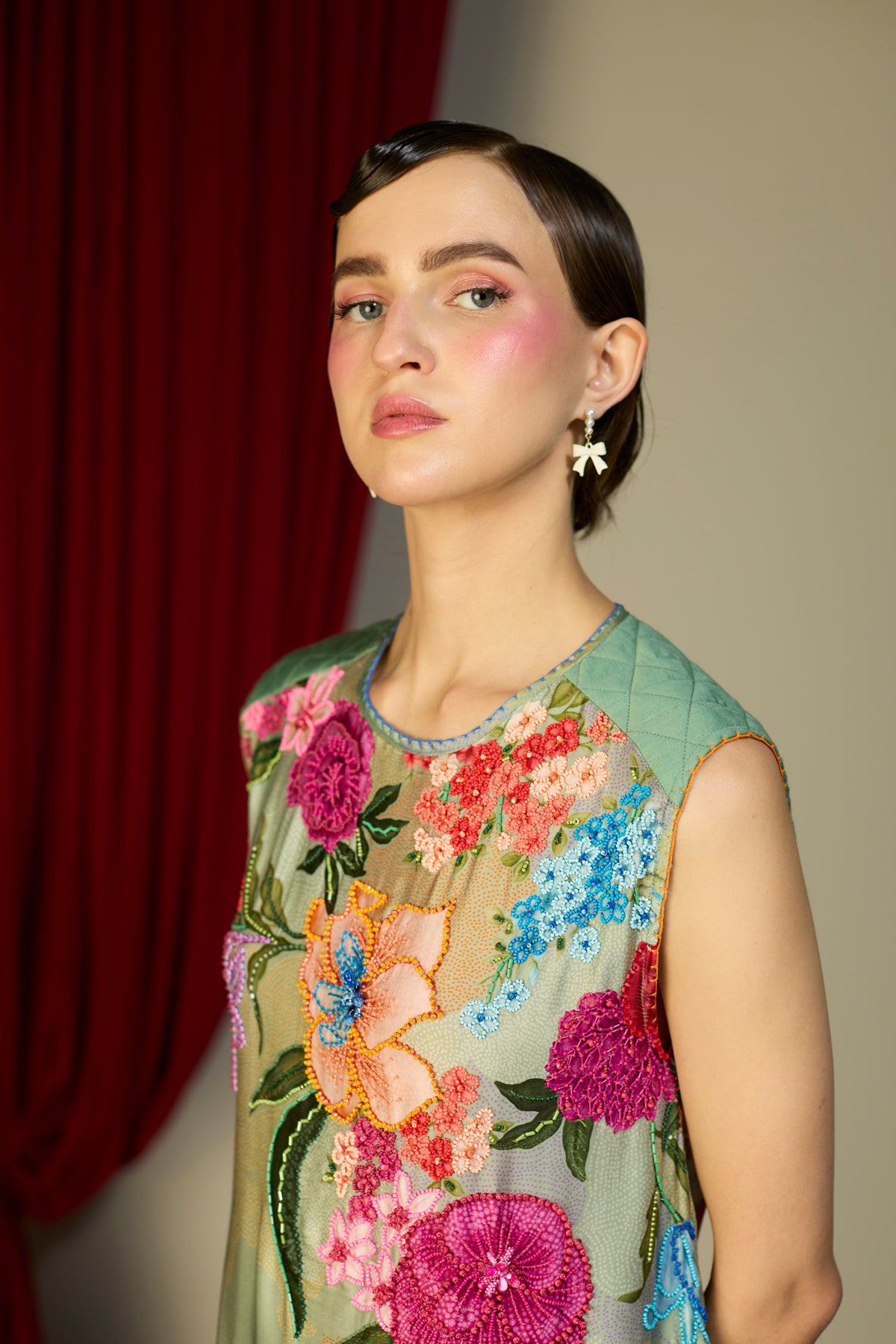 Verdan Green Gathered Dress