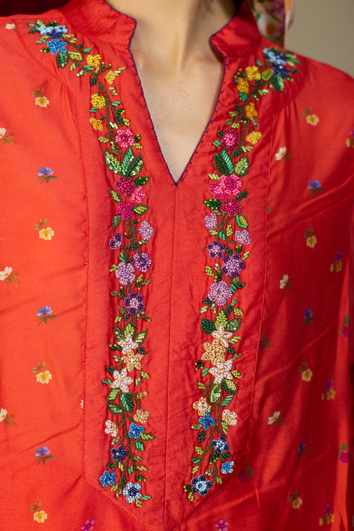 Scarlet Red Beaded Top