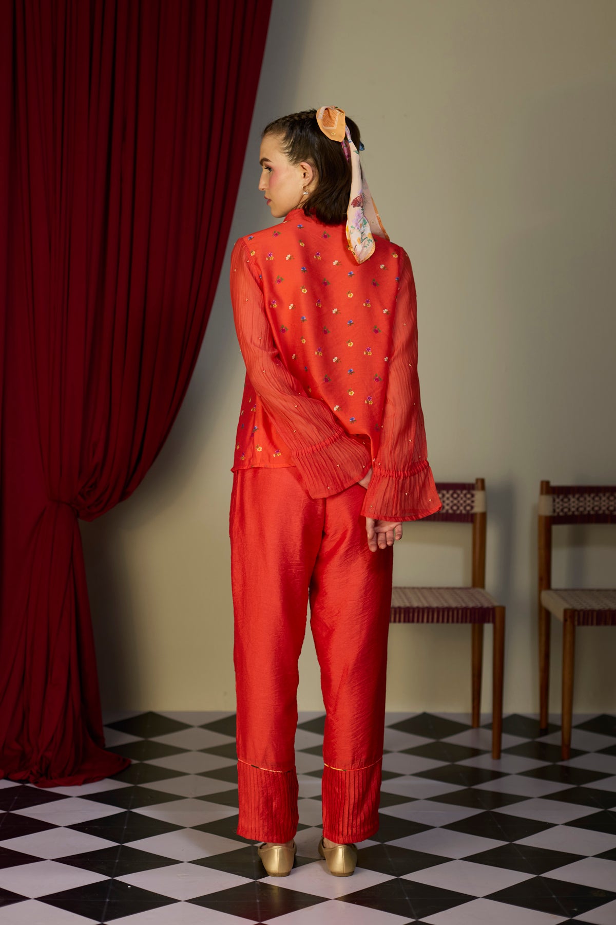 Scarlet Red Beaded Top