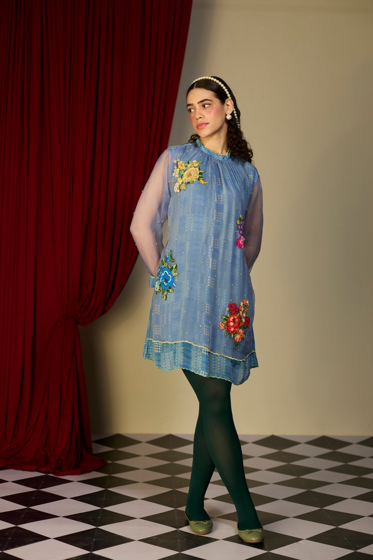 Periwinkle Blue Checkered Dress