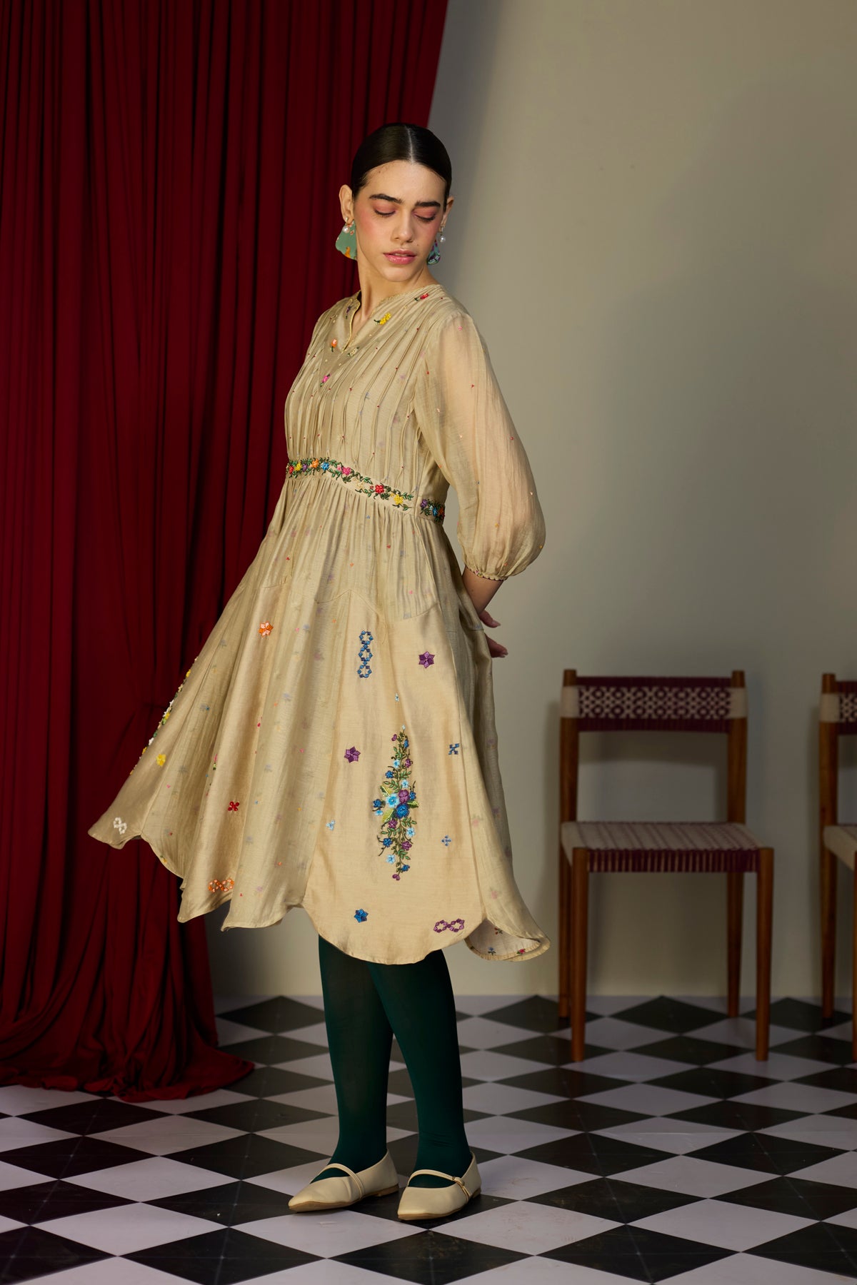 Heirloom Beige Scalloped Dress