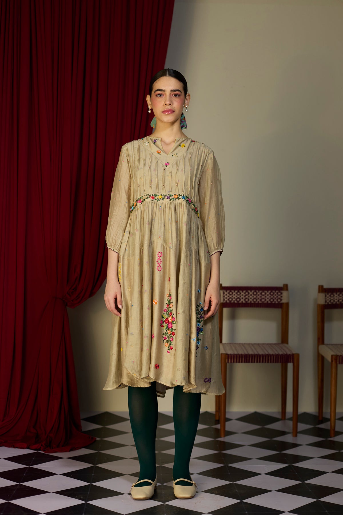 Heirloom Beige Scalloped Dress