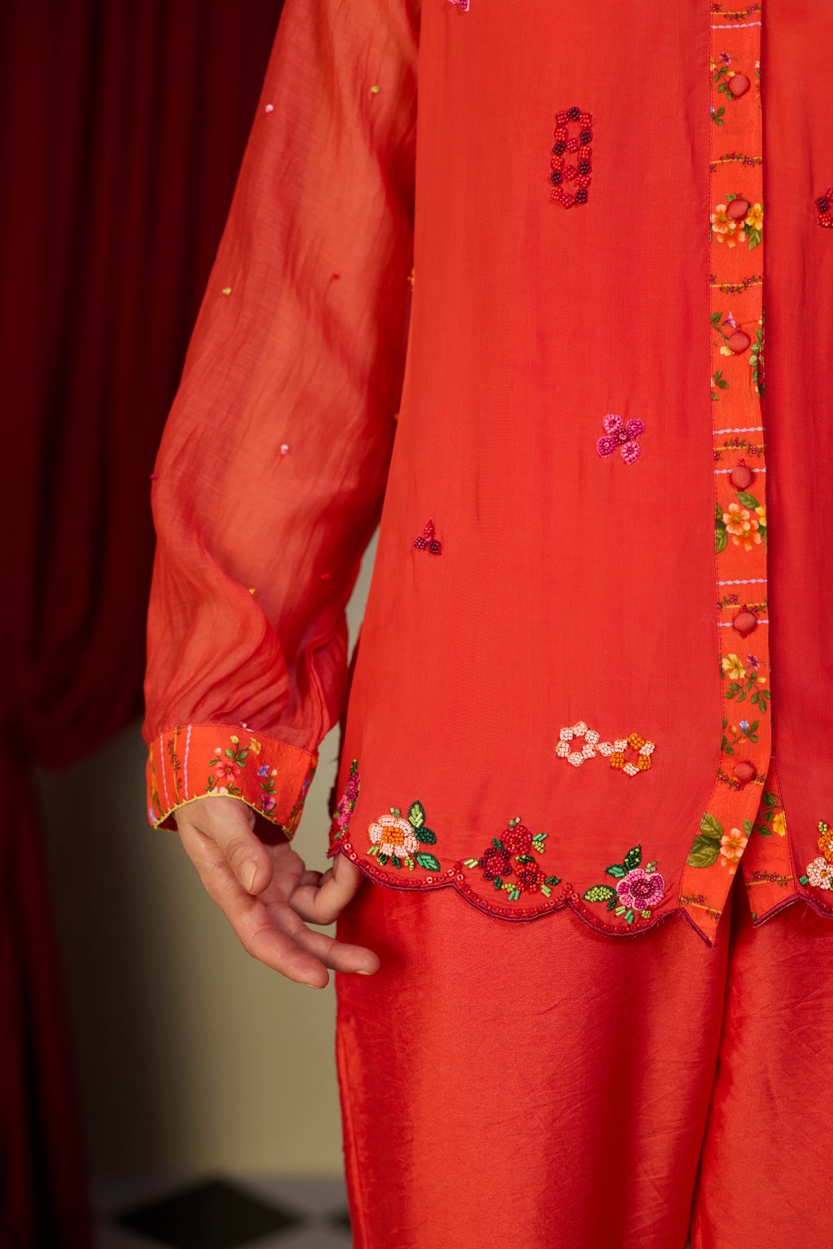 Scarlet Red Floral Tunic