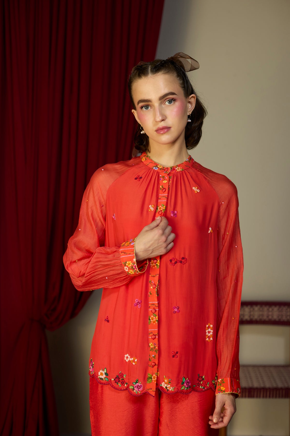 Scarlet Red Floral Tunic