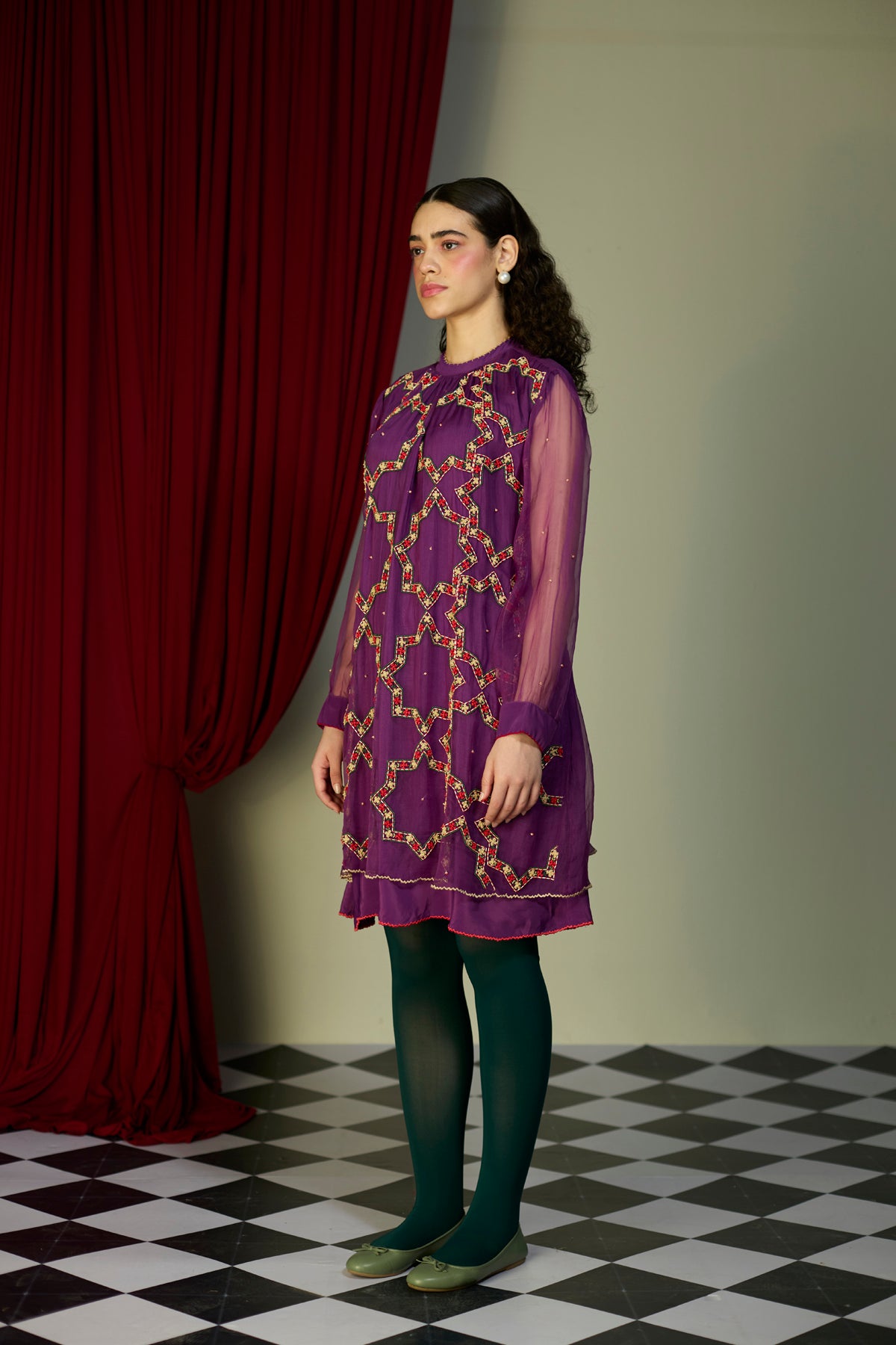 Regal Orchid Embroidered Dress