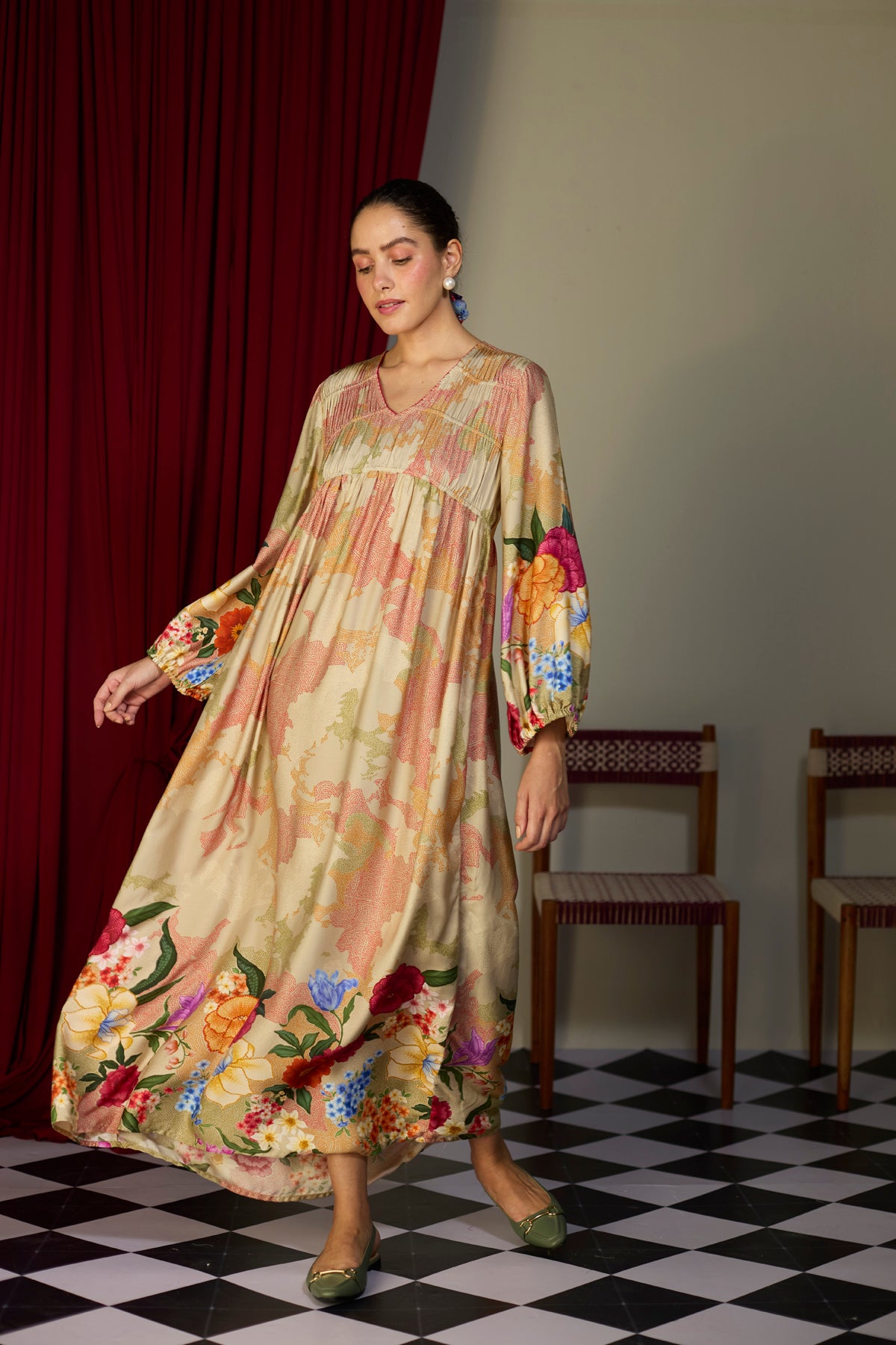 Heirloom Beige Printed Dress