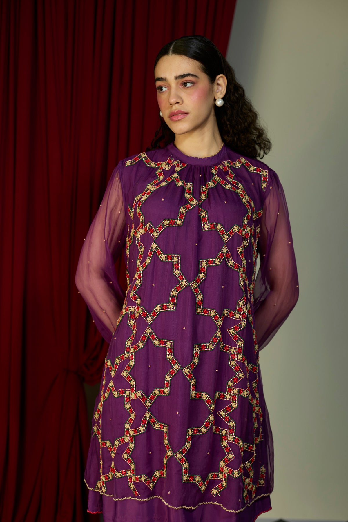 Regal Orchid Embroidered Dress