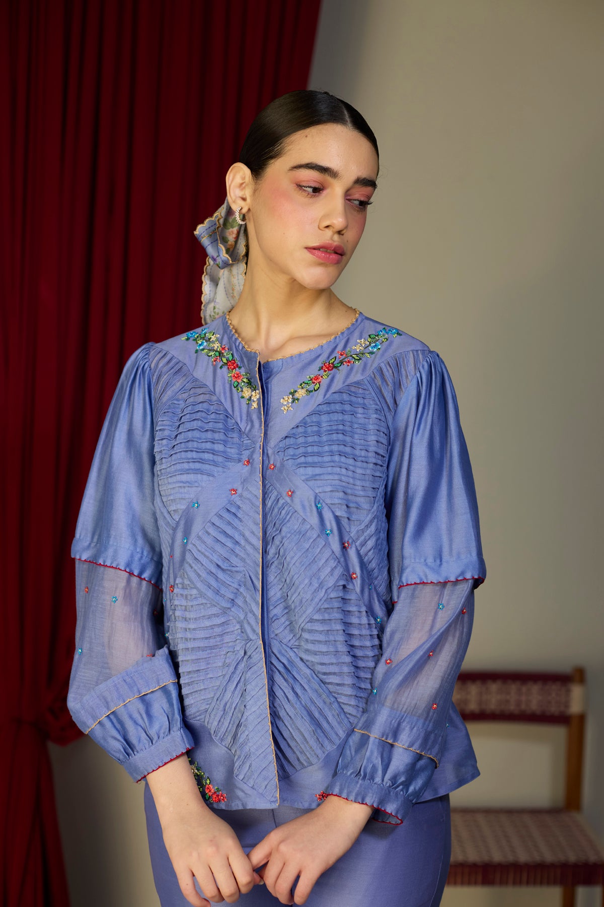 Periwinkle Blue Smocked Top