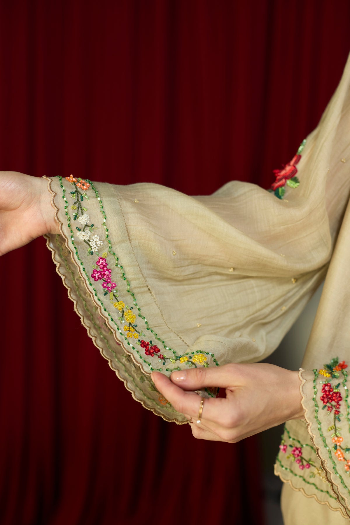 Heirloom Beige Beaded Top