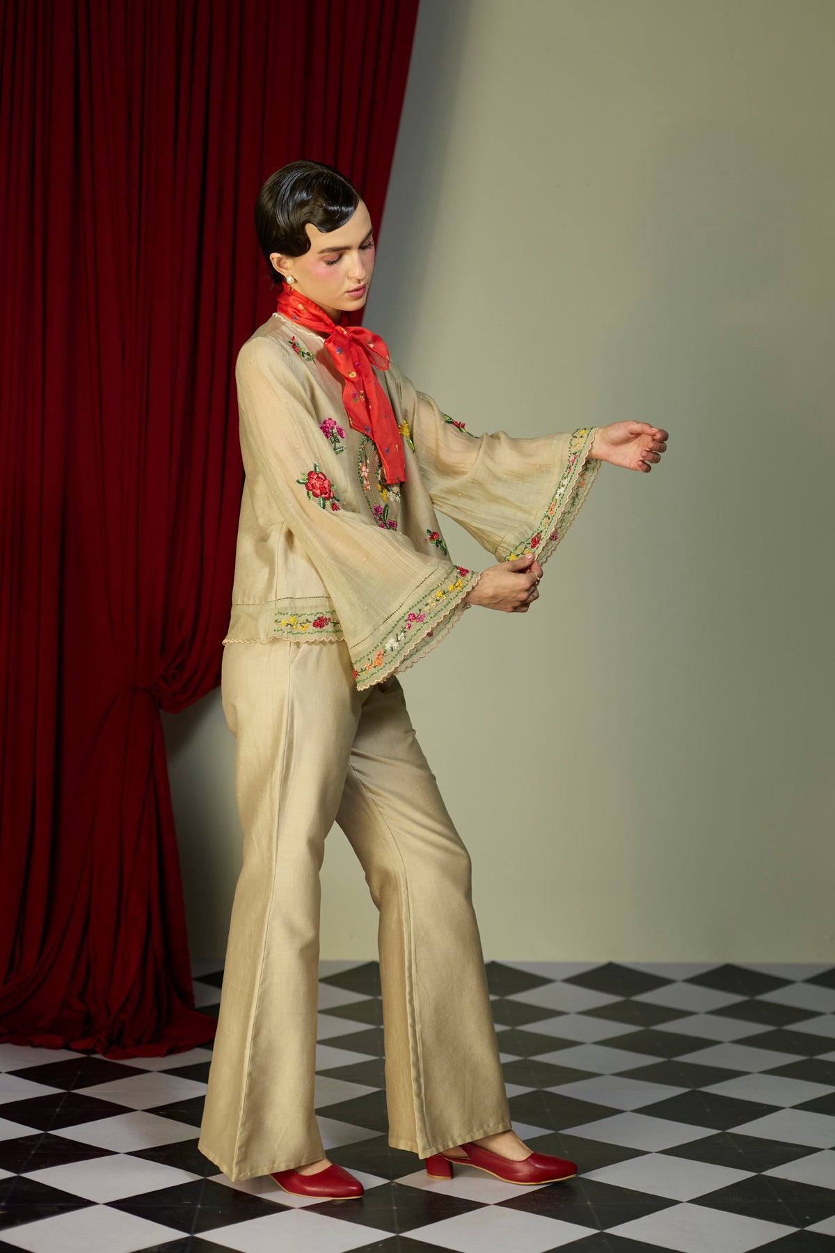 Heirloom Beige Beaded Top