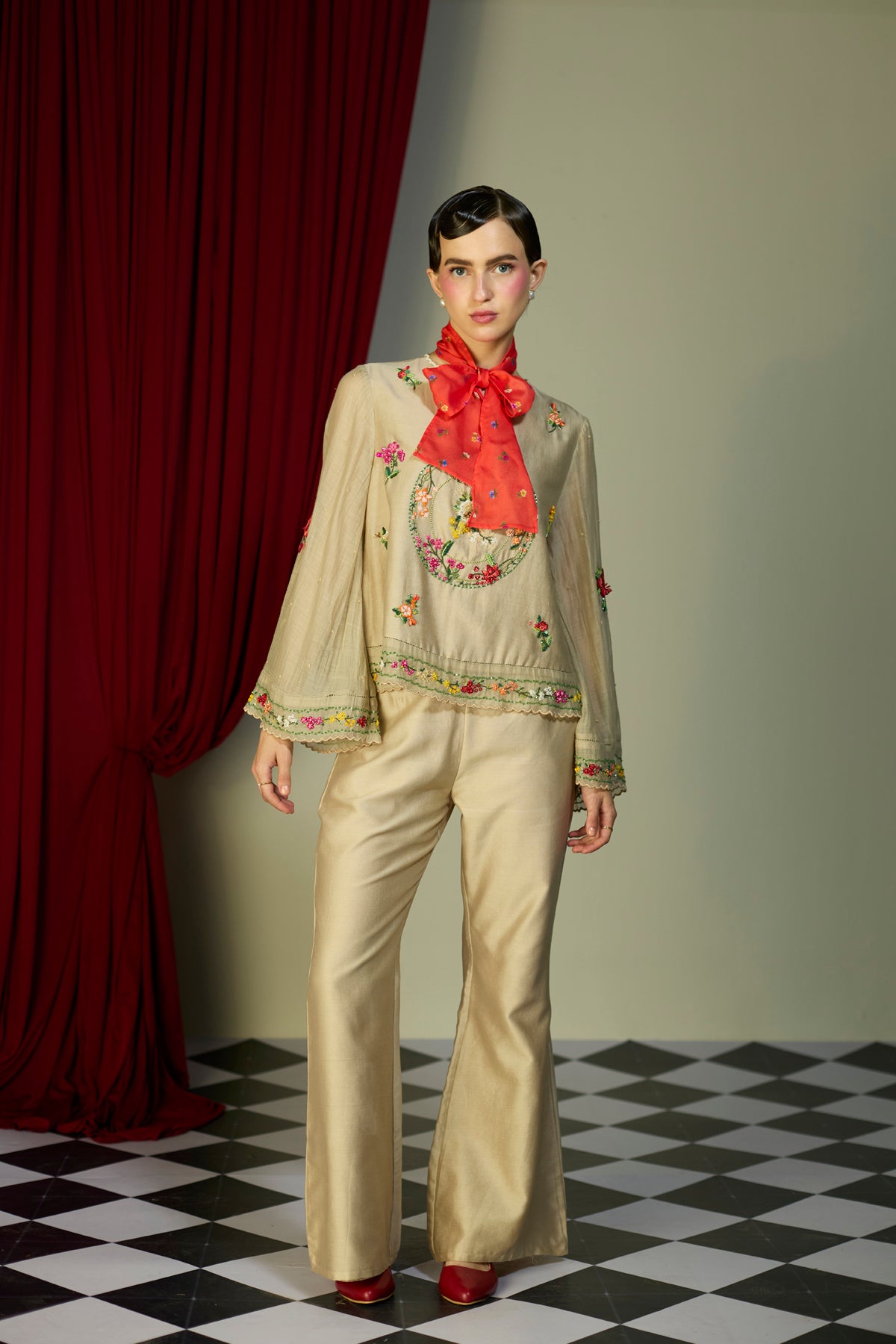 Heirloom Beige Beaded Top