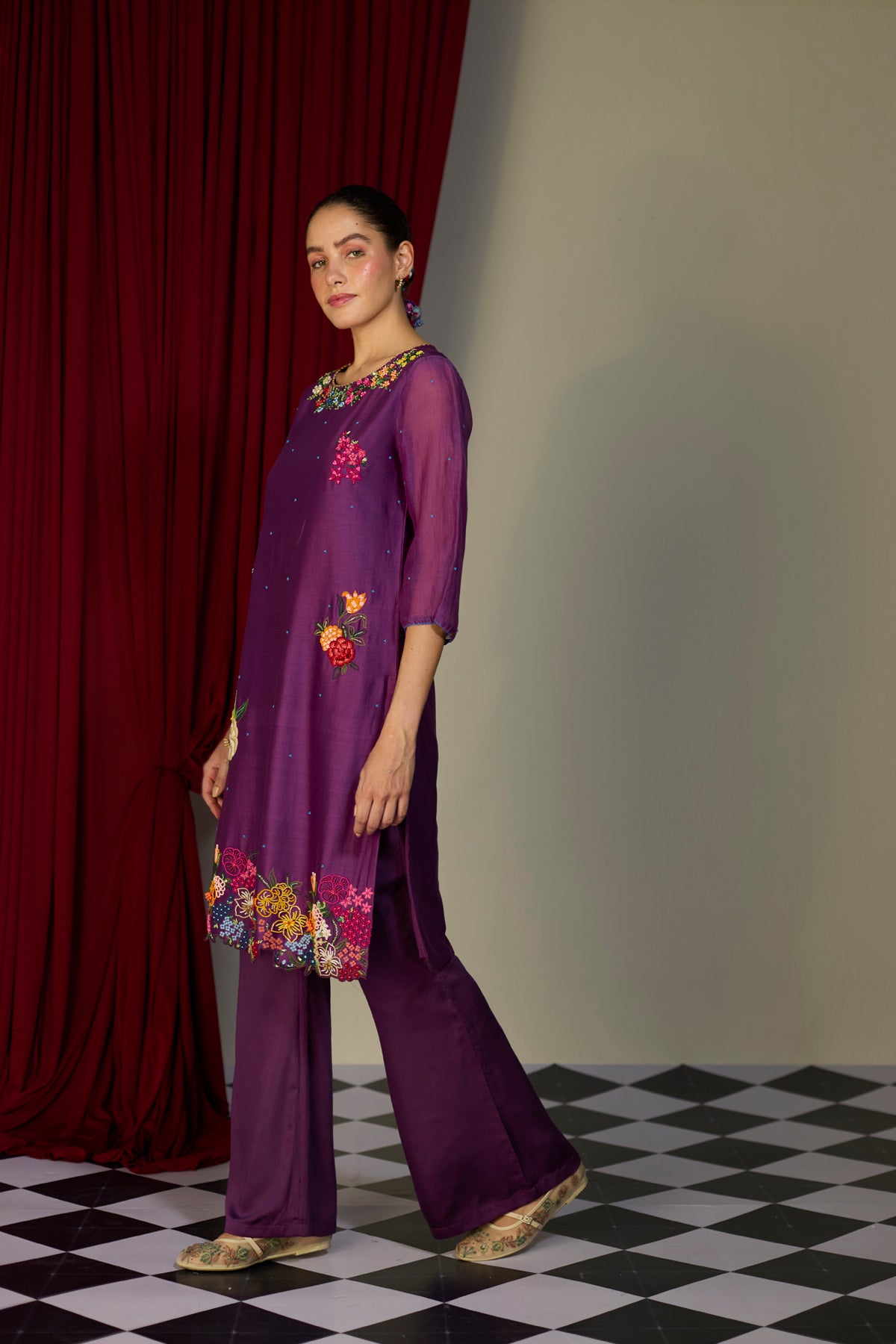 Regal Orchid  Floral Kurta