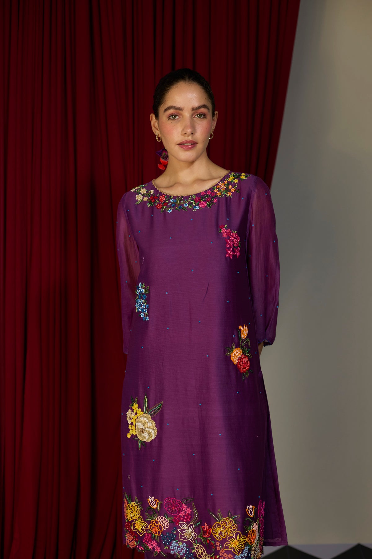 Regal Orchid  Floral Kurta