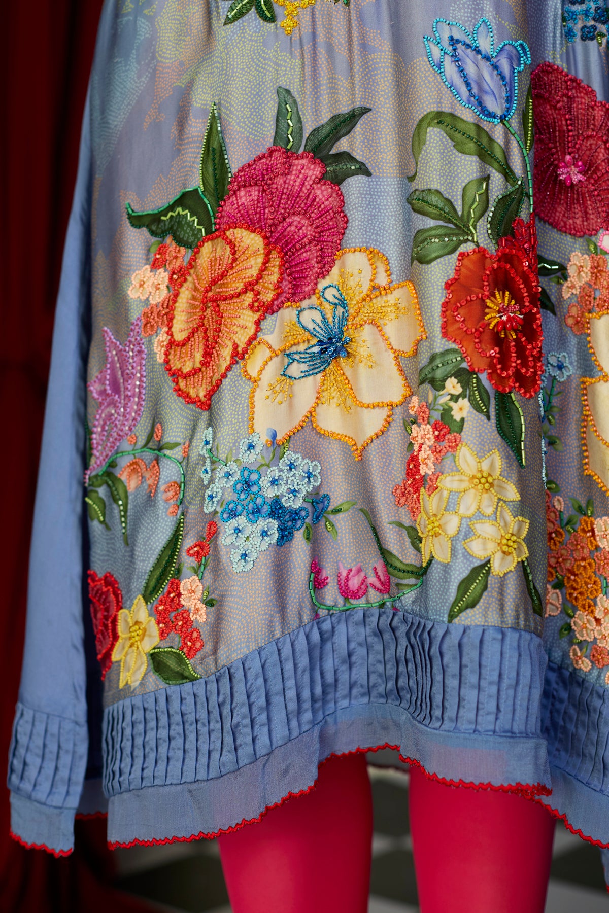 Periwinkle Blue Beaded Floral Dress