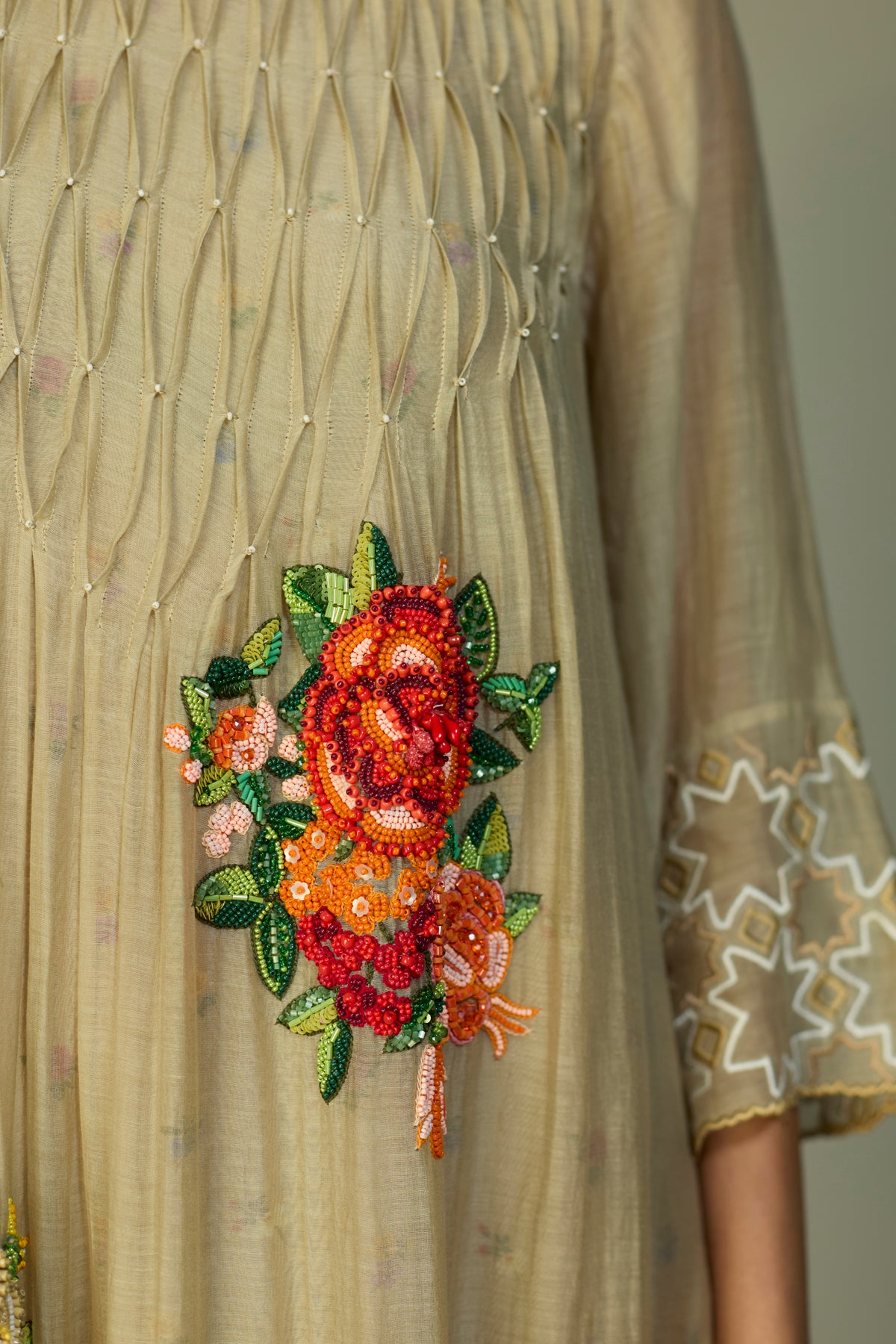 Heirloom Beige Smocked Dress