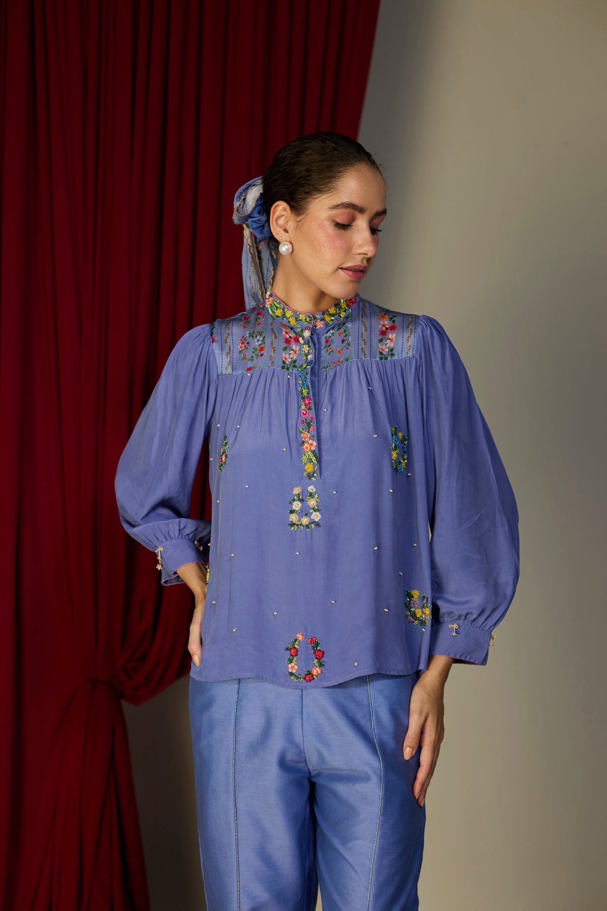 Periwinkle Blue Floral Top