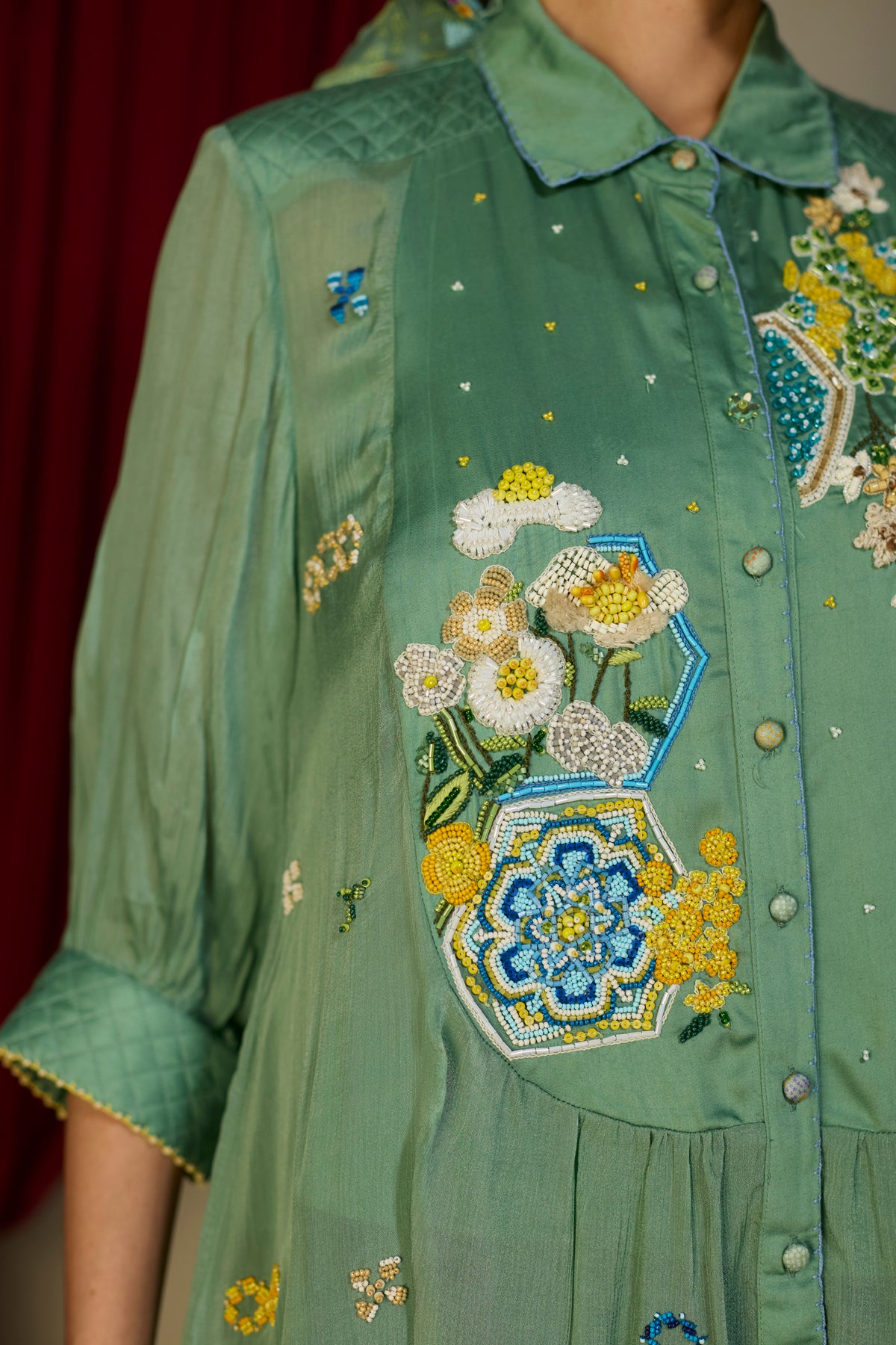 Verdant Green Beaded Shirt