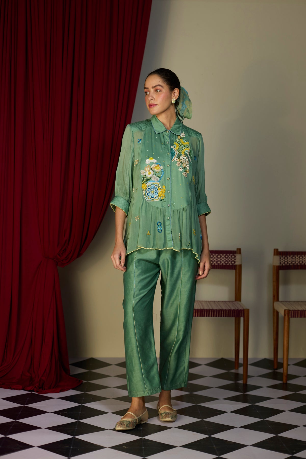 Verdant Green Beaded Shirt