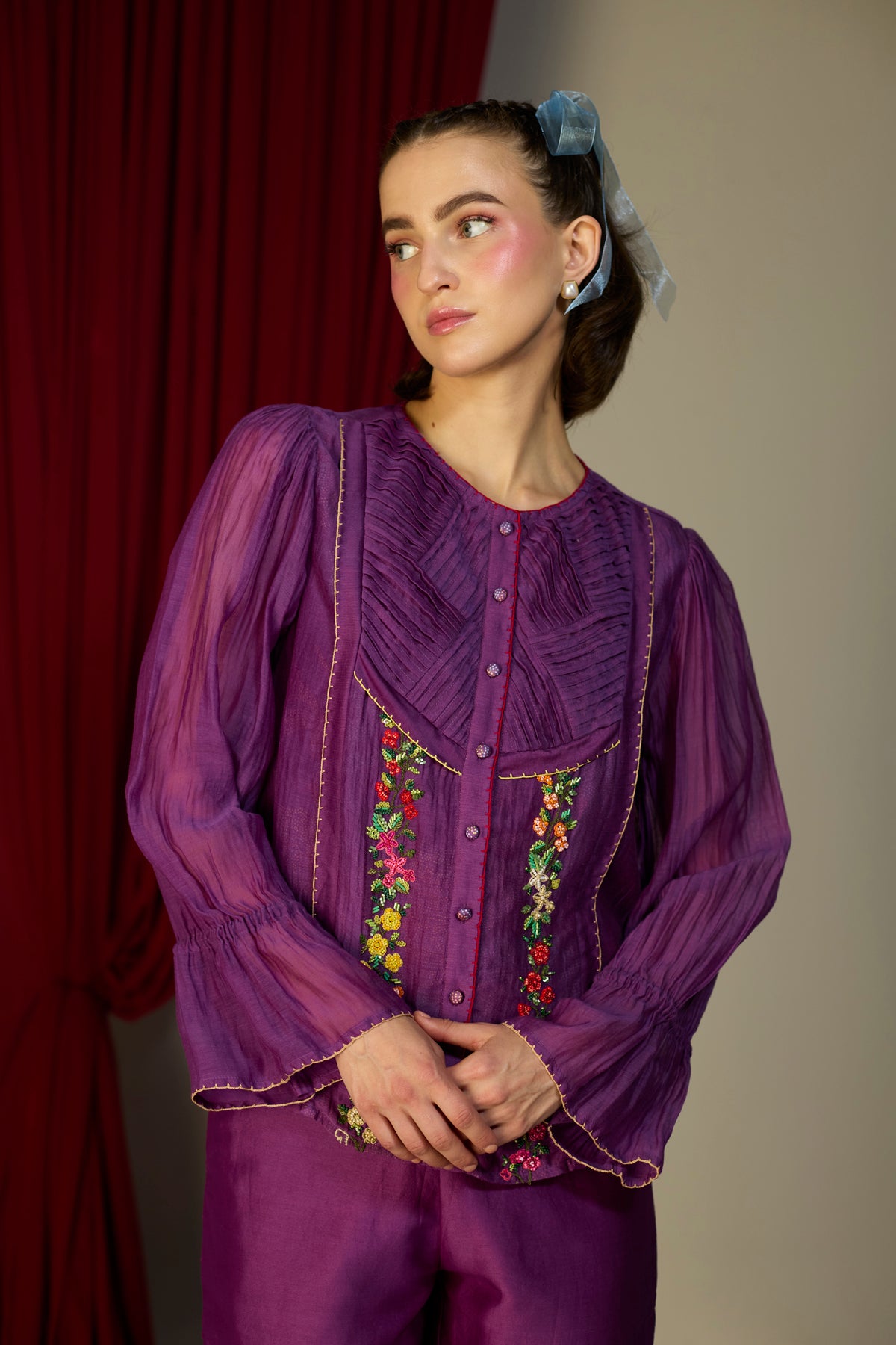 Regal Orchid  Smocked Shirt