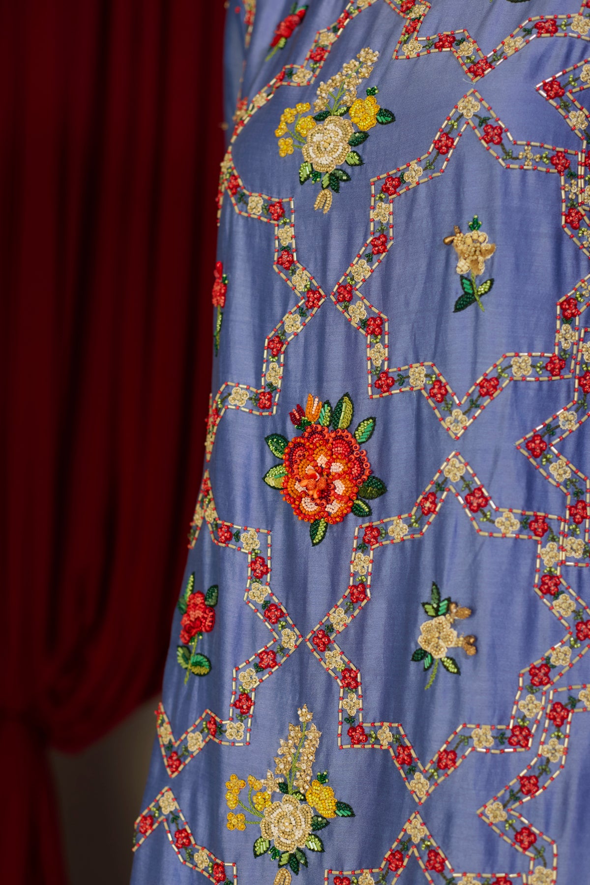 Periwinkle Blue Beaded Kurta Set