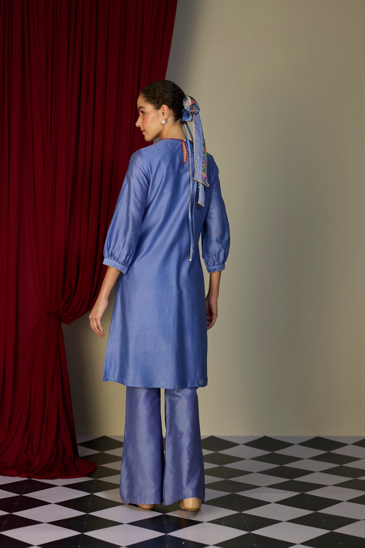 Periwinkle Blue Beaded Kurta Set