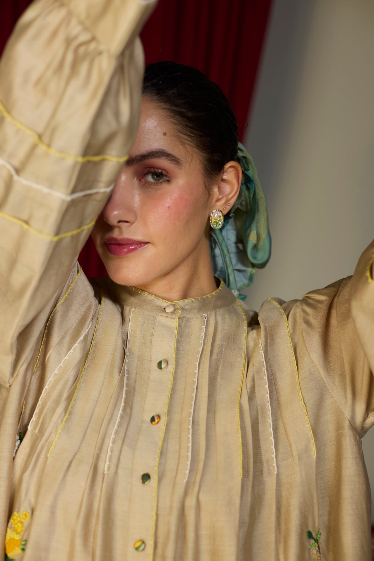 Heirloom Beige Beaded Shirt