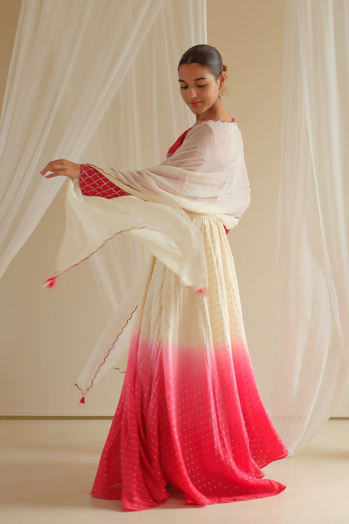 Crimson Floral Embroidered Lehenga