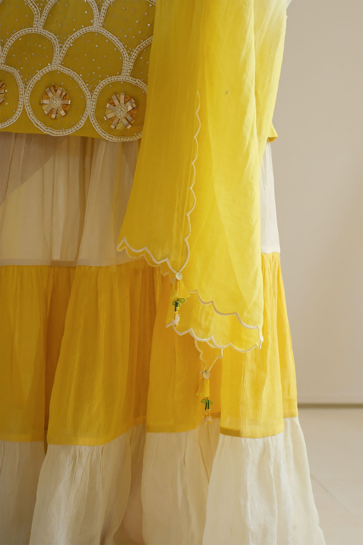 Amber Beaded Sharara Set