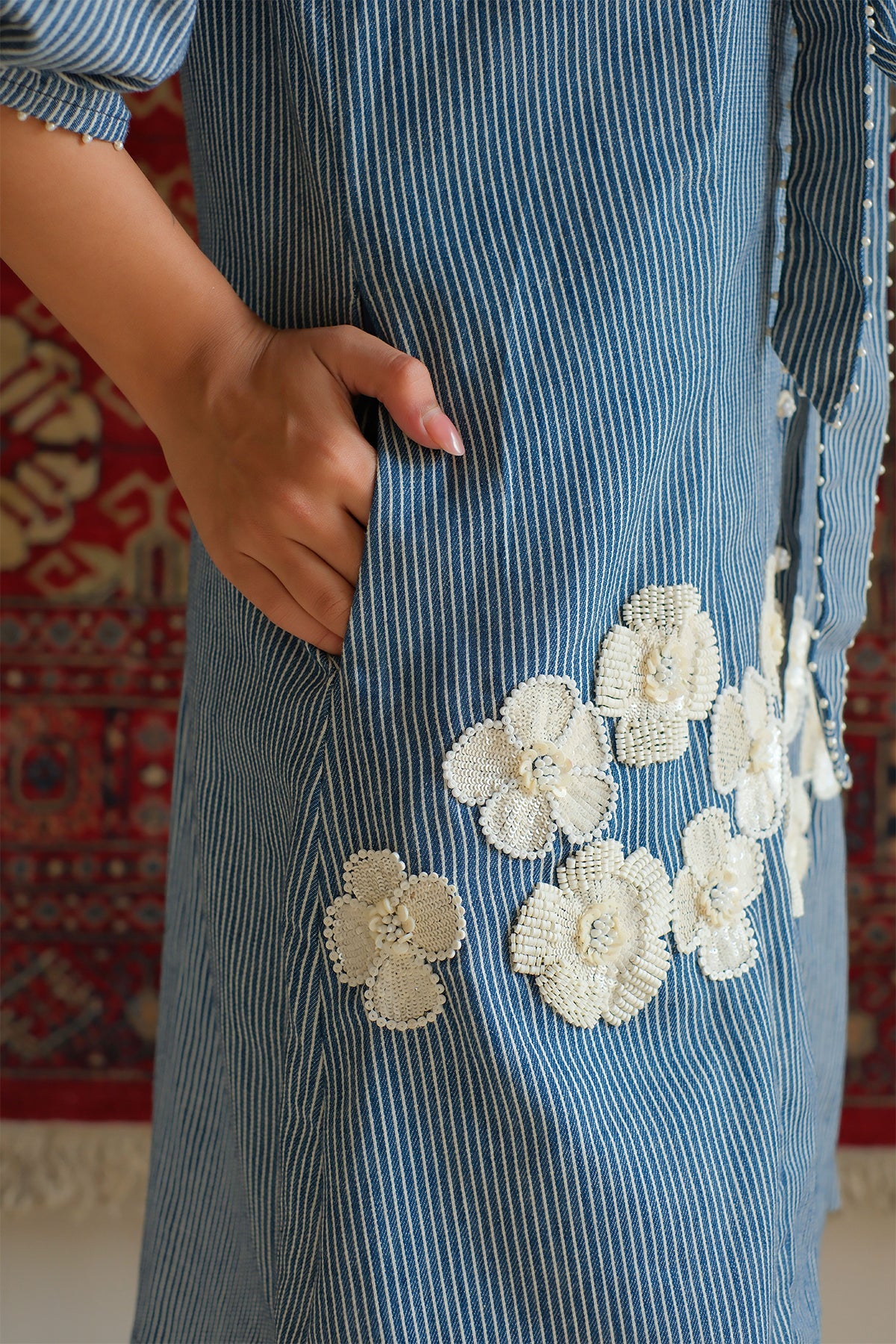 Blue Striped Denim Dress
