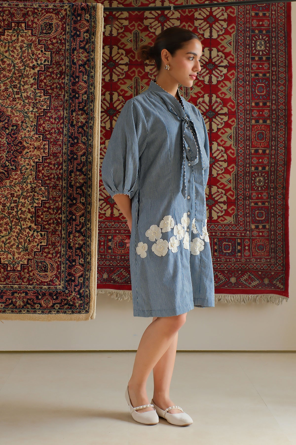 Blue Striped Denim Dress