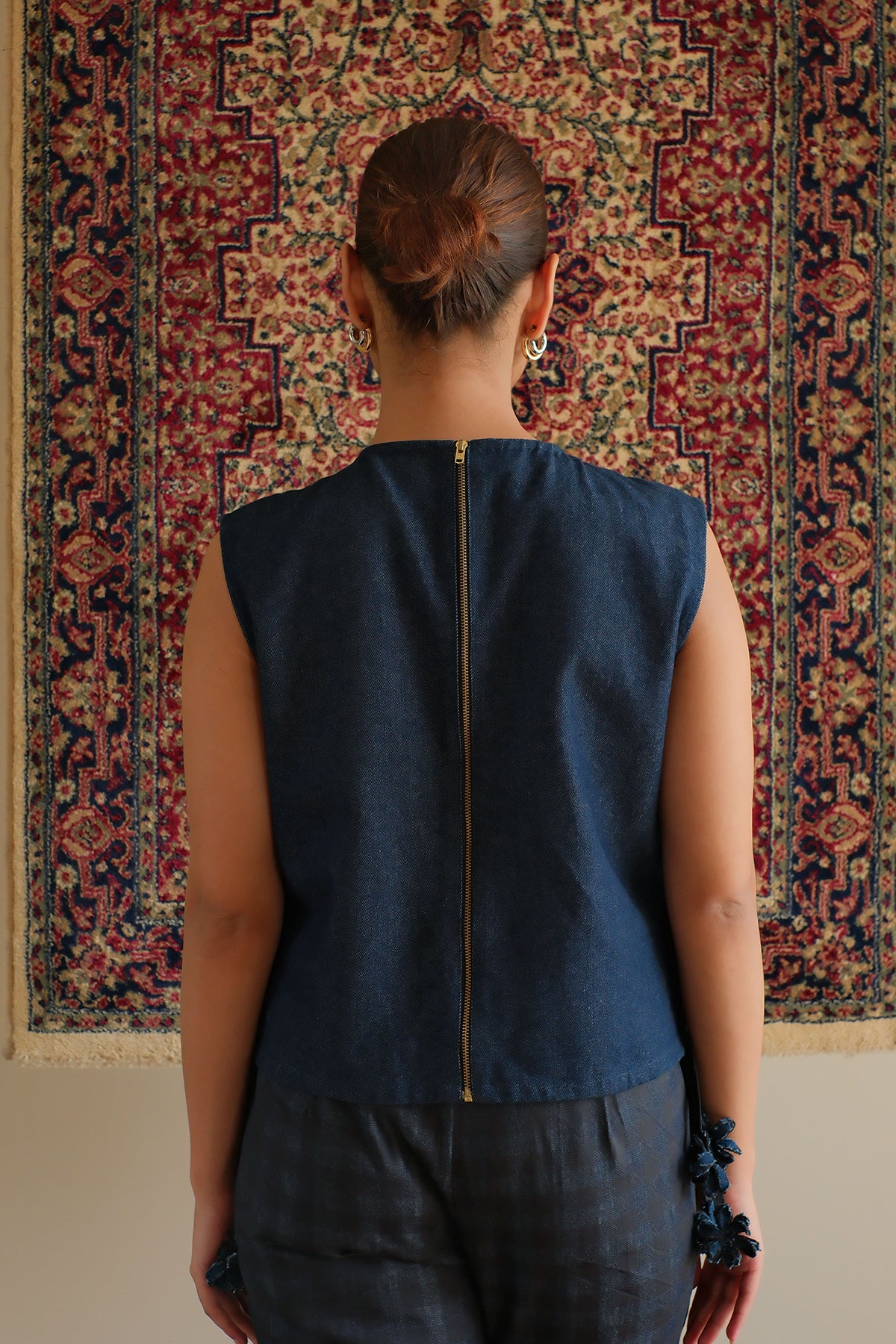 Midnight Blue Panelled Denim Top