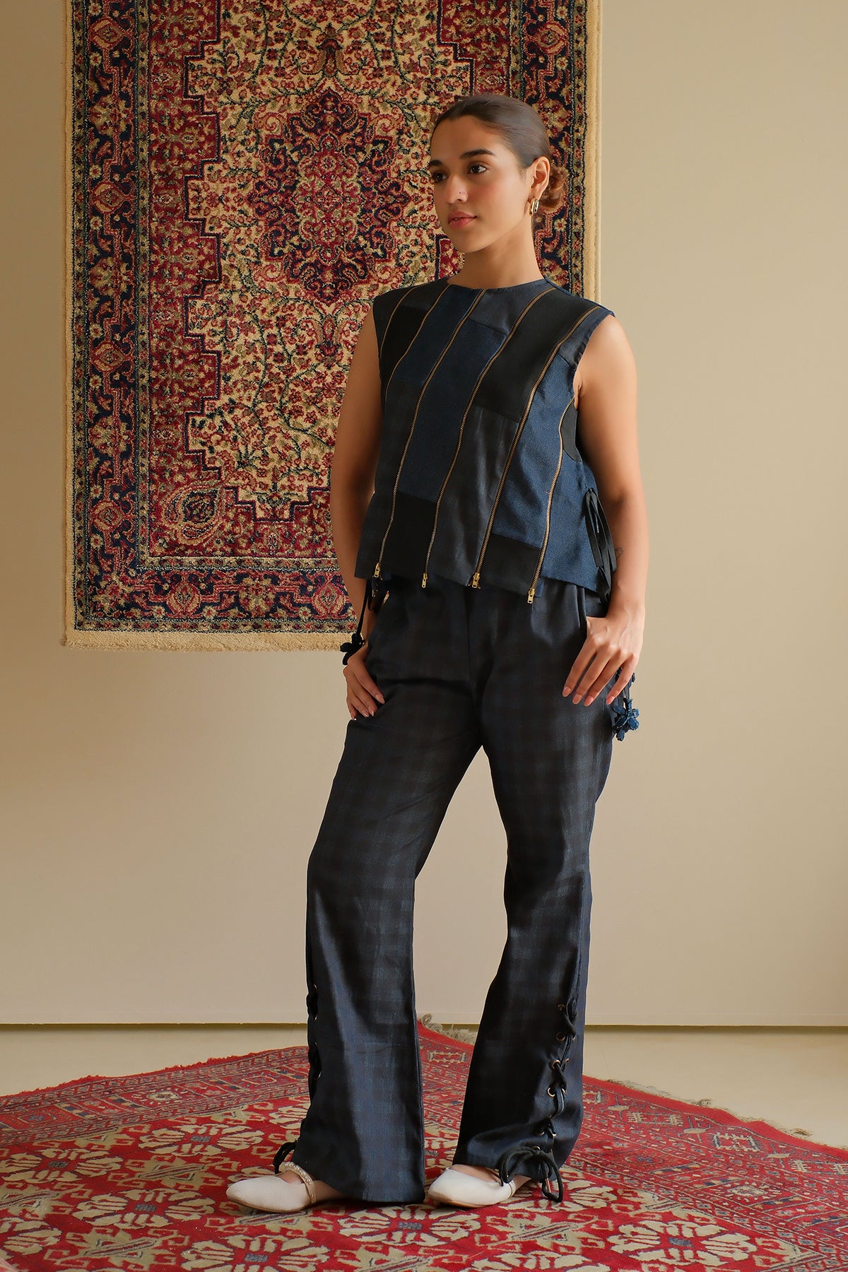 Coal Checkered Flared Pant