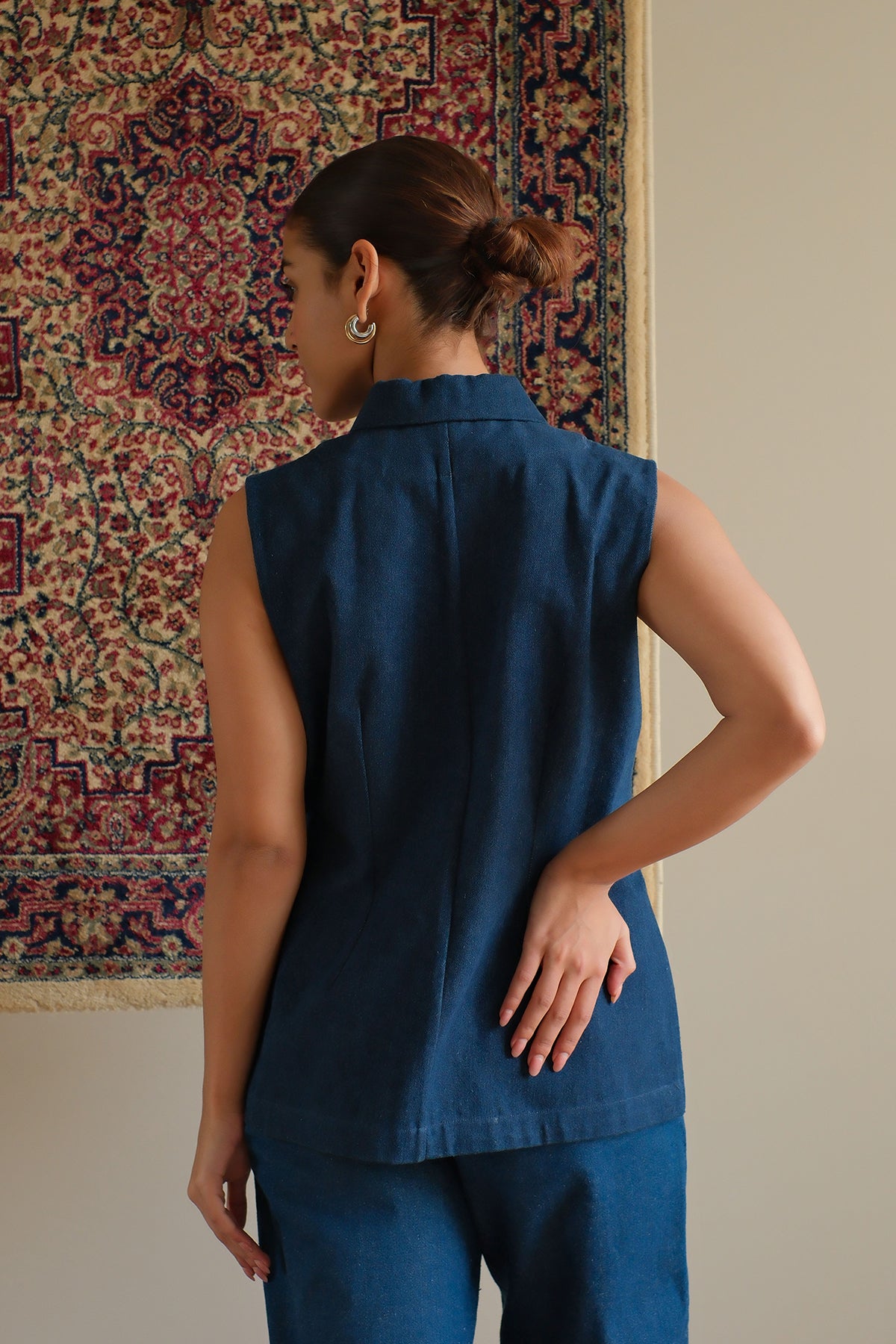 Navy Blue Beaded Denim Jacket