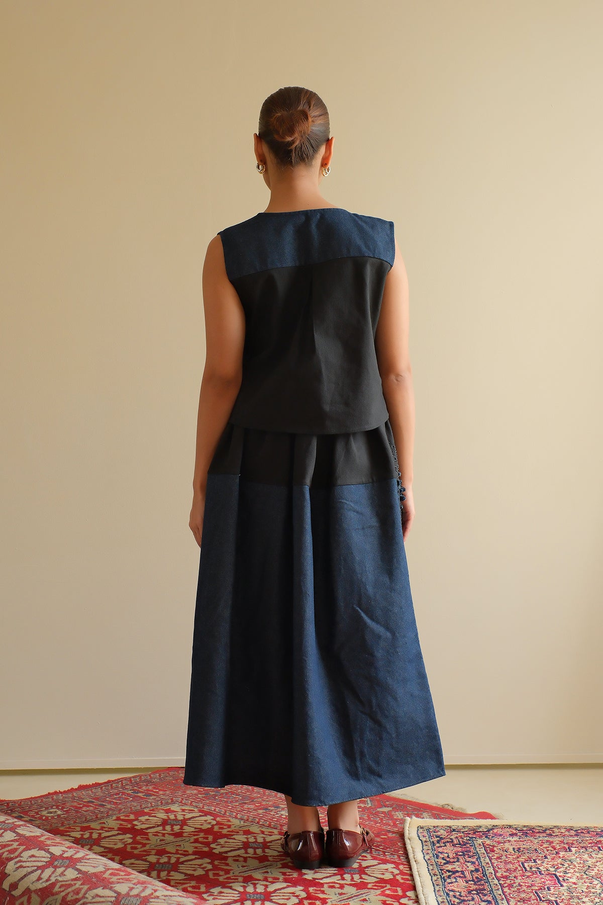 Navy Blue Floral Skirt