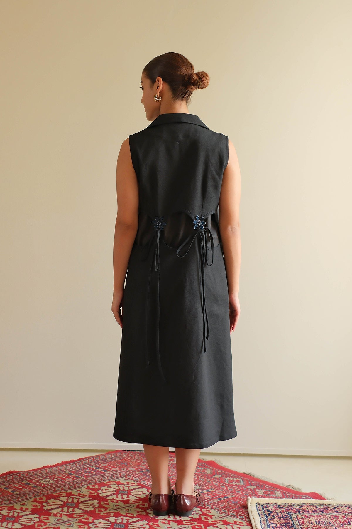 Midnight Black Floral Denim Dress