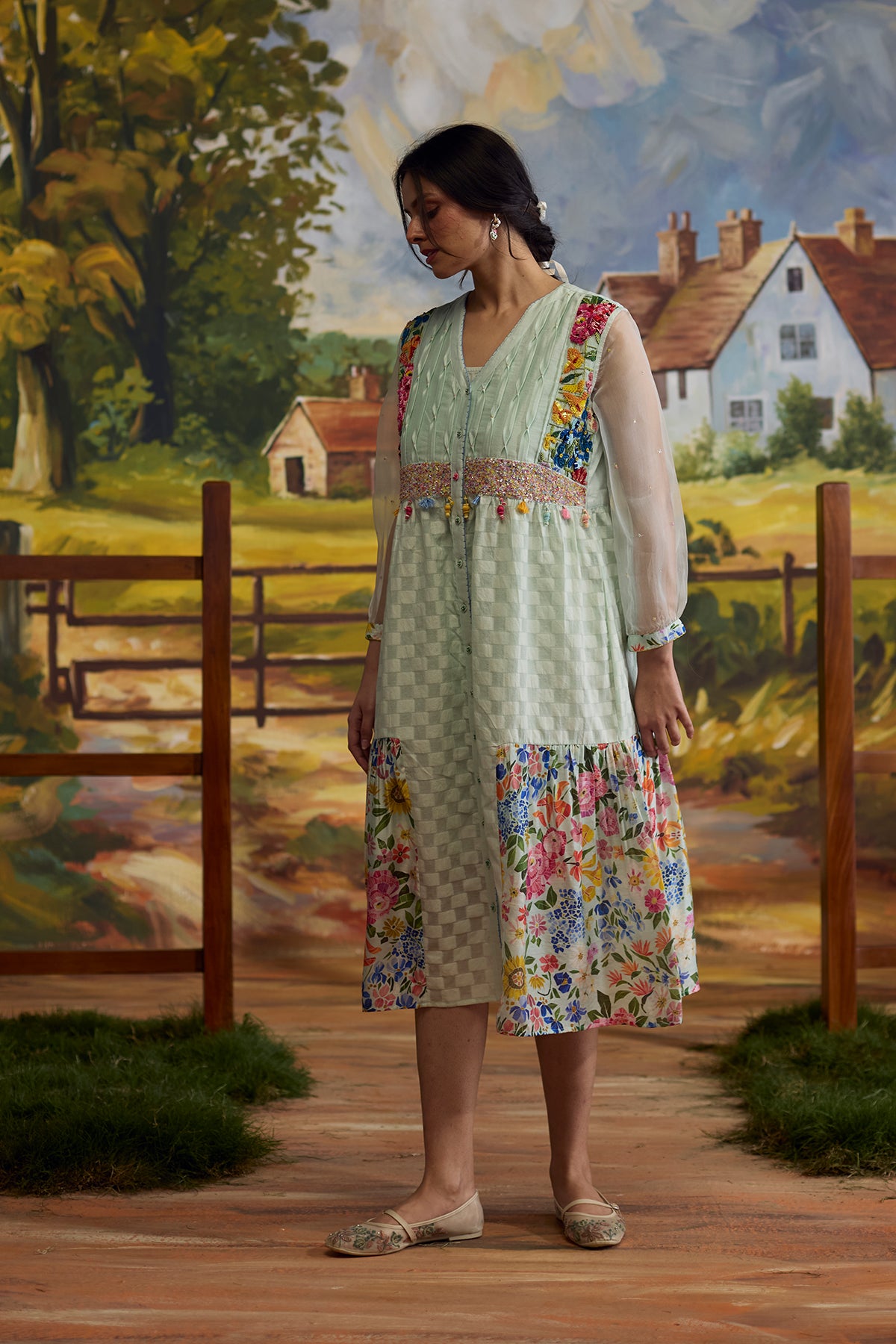 Meadow Floral Checkered Dress